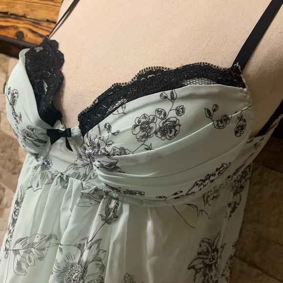 Whimsical Cadet Blue Floral Nighty Apt 9 Semi Sheer Medium - Picture 2 of 5